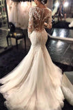 V Neck Wedding Dresses Mermaid/Trumpet With Applique And Beads Sweep Train Rjerdress
