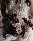 V Neck Wedding Dresses Sheath With Beaded Tulle Detachable Skirt Rjerdress
