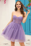 Vintage A Line Strapless Off the Shoulder Homecoming Dress With Lace Sleeves Rjerdress