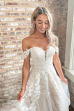 Vintage Lace Off the Shoulder Layers Skirt A-line Bridal Gowns Wedding Dresses Rjerdress