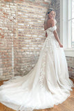 Vintage Lace Off the Shoulder Layers Skirt A-line Bridal Gowns Wedding Dresses Rjerdress