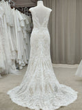 Vintage Lace V Neck Sheath Cap Sleeve Wedding Dress Rjerdress