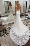 Vintage Mermaid Lace Bridal Gown Sexy Backless Beach Wedding Dress Rjerdress