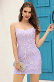 Vintage Sheath Spaghetti Straps Satin  Short Homecoming Dresses with Applique Rjerdress