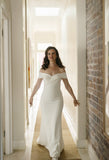 Wedding Dresses Mermaid Off The Shoulder Satin With Ruffles Sweep Train Rjerdress