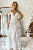 Wedding Dresses Mermaid Sleeveless V Neck With Applique Tulle Rjerdress