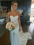 Wedding Dresses Sweetheart Tulle With Applique Mermaid Sweep Train Lace Up Rjerdress