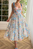 A Line Sweetheart Embroidery Tea-Length Prom Dress Sexy Evening Dress