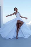 White Backless Long Prom Dress Split Spaghetti Strap Party Maxi Dress Rjerdress