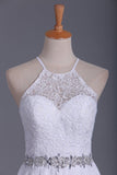 White Halter Hoco Dresses A Line Chiffon & Lace Short/Mini Rjerdress