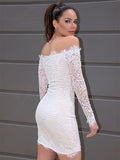 White Lace Bodice Off shoulder Long Sleeves Mermaid Homecoming Dress Rjerdress