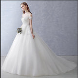 White Off-the-Shoulder Ball Gown Beads Sweetheart Floor-Length Wedding Dress Rjerdress