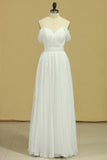 White Party Dresses Off The Shoulder A Line Chiffon Floor Length With Ruffles