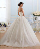 White Tulle Sweetheart Open Back Ball Gown Floor-Length Wedding Dress Rjerdress
