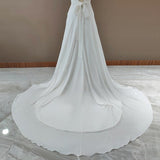 White V neck Cheap Chiffon Long Prom Dress Wedding Dress Rjerdress