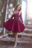Wine Red Beading Short Homecoming Dresses Cute Cocktail Dress RJS619 Rjerdress