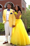 Yellow Tulle Two Piece A Line Long Prom Dress Graduation Dresses Rjerdress