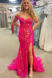 Off Shoulder Lace Floor Length Prom Dresses Evening Dresses