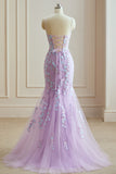 Charming Mermaid Spaghetti Straps Lace Prom Dresses With Appliques Long Evening Gown
