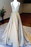 custom made satin v-neck sequin long prom gown Sleeveless A-Line evening dress Prom Dresses uk Rjerdress