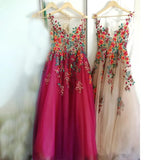 Beautiful V-Neck Long A-Line Prom Dresses With Appliques