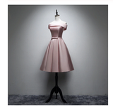 lace up blush elegant Satin homecoming dress cheap pink homecoming dresses RJS733 Rjerdress