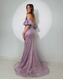 Beautiful Long Elegant Sheath Sweetheart Sequin Pearls Slit Party Prom Evening Dresses
