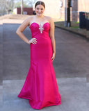 Simple Sweetheart Sleeveless Strapless Mermaid Prom Dresses with Beading RJS372